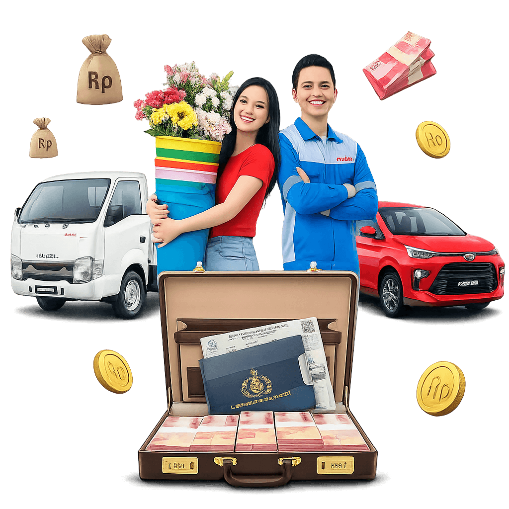 Happy Family with Car