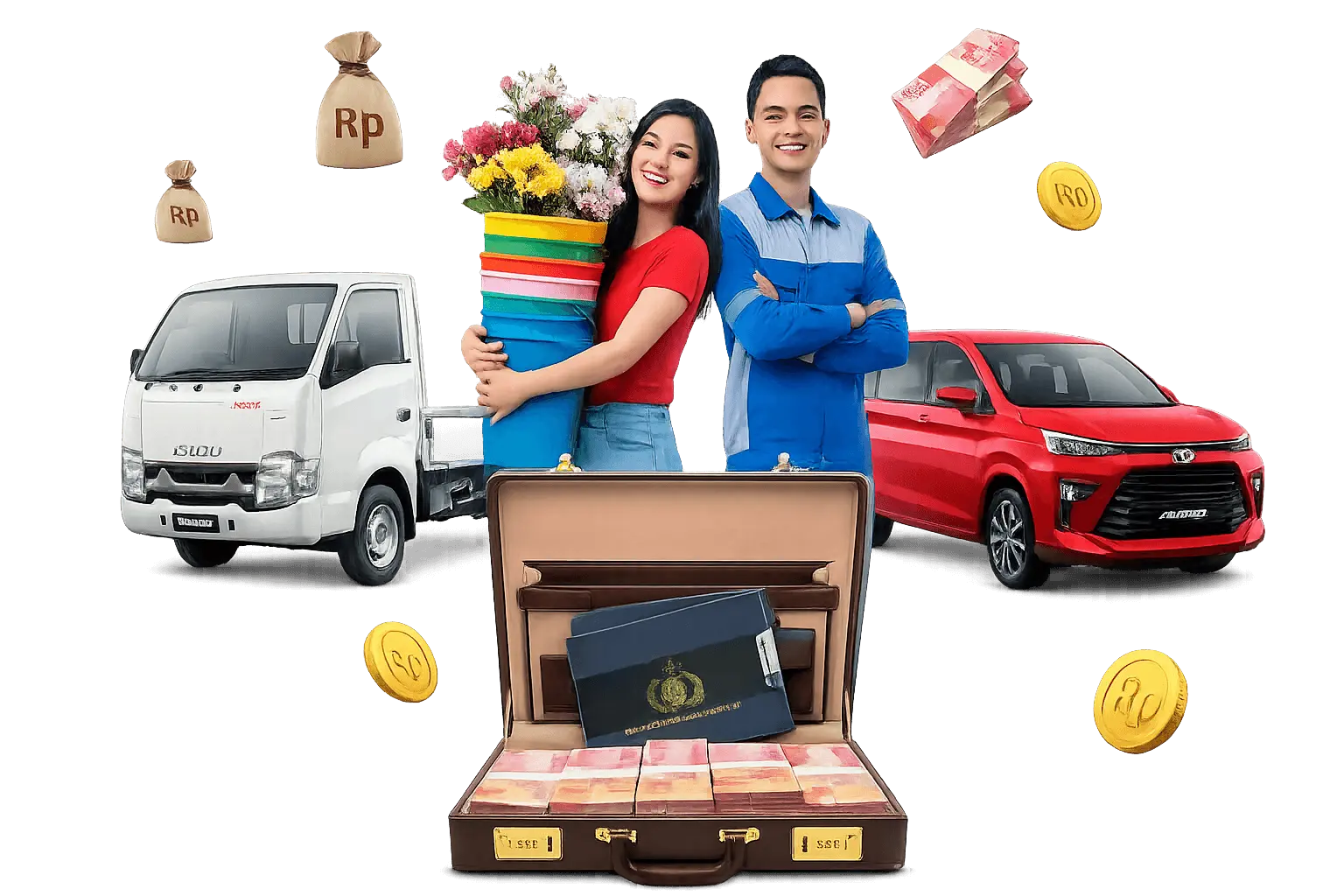 Happy Family with Car